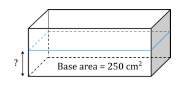Finding the water level given the volume and base area